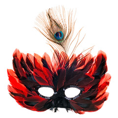 Red feathers mask