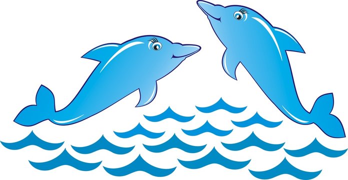dolphin, whale, fish in the sea , illustration