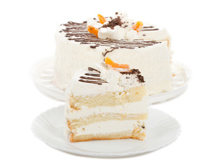 biscuit cake with cream and dried apricots - 18914152