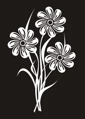 Papier Peint Lavable Fleurs noir et blanc décoration florale