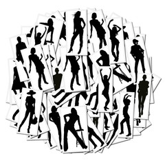 Collection of pictures with girls having fun dancing