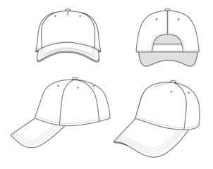 Outline cap vector illustration isolated on white