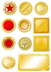 Golden-red signs and labels set