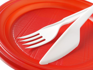 red disposable plate