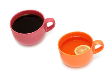 Cup of tea and cup of coffee