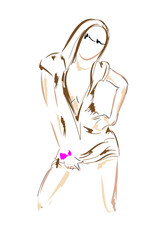 SKETCH. The vector beautiful girl on a white background