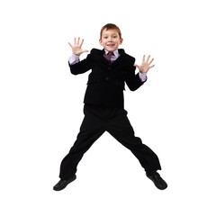 young business man jumping