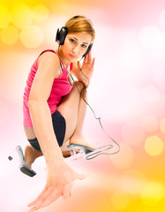 woman in headphones