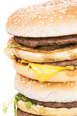 Cheeseburger isolated on white background.
