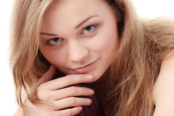 Beautiful woman legs in violet