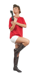 girl with a pistol and garrison cap