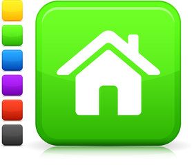 green housing icon on square internet button