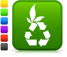 recycling icon on square internet button
