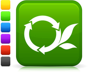 recycling icon on square internet button