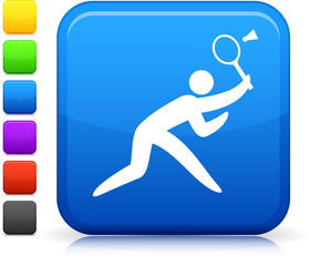 badminton icon on square internet button