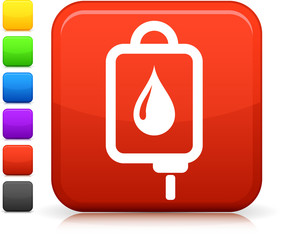 blood bag icon on square internet button