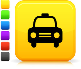 taxi cab icon on square internet button