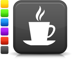 Obraz premium cup of tea or coffee icon on square internet button