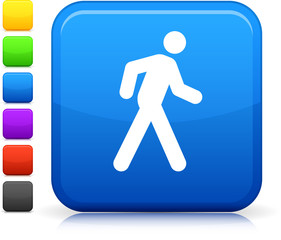 walk icon on square internet button