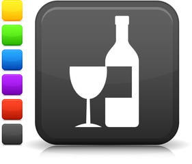 wine icon on square internet button
