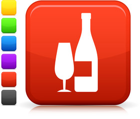 champagne icon on square internet button