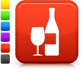 wine icon on square internet button