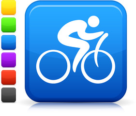 Cycling icon on square internet button