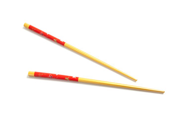 Asian chopsticks on a white background