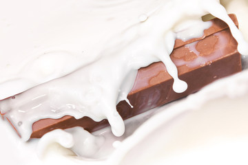 splash of chocolate falling in cream