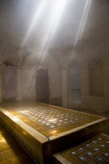 Foggy view of a syrian hammam in Aleppo, Syria