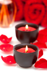 Spa candles and towels