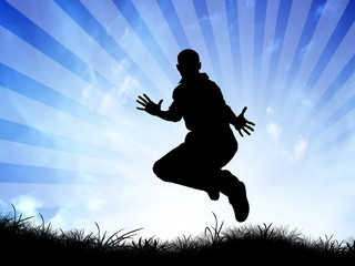 Obraz na płótnie Canvas XtravaganT Jumping Person / Feeling Free (Blue Heaven Style)