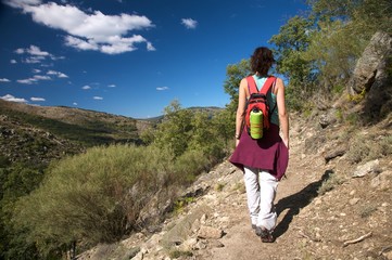 back woman hiking in gredos