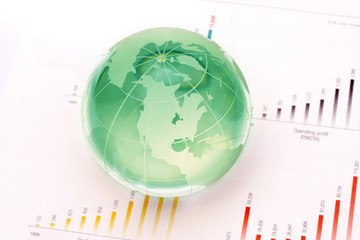 Globe on business document