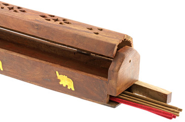 tiroir cache encens coffret bois fond blanc