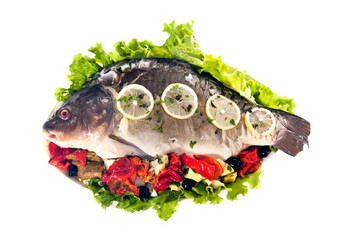Carp with potato and vegetable