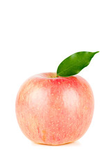 A Ripe Red Apple With Leaf