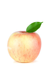 A Ripe Red Apple With Leaf