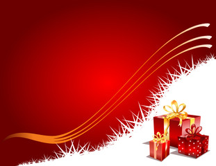 Christmas gifts on a red festive background