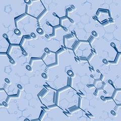 Seamlessly wallpaper chemistry scribbles on blue