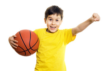 Happy boy with basketball