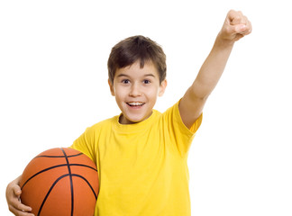Happy boy with basketball