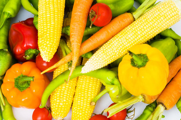 Various colourful vegetables arranges at the market