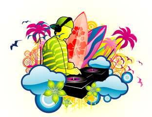 ilustracion de playa en vector