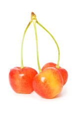 Cherries isolated on the white background
