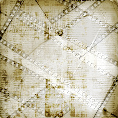 Old papers and grunge  filmstrip on the alienated background