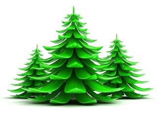 Three Fir trees on a white background