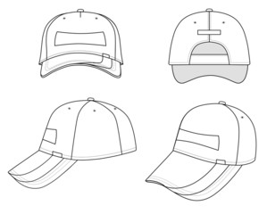 Outline cap vector illustration isolated on white