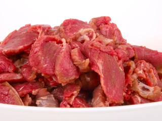 Fresh lam meat. close up on white background