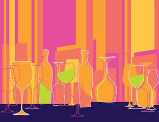 Invitation to cocktail party in retro style